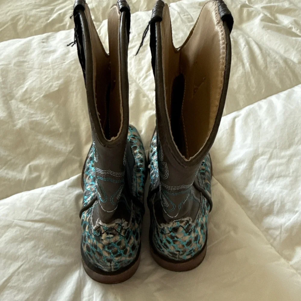 Roper | Kids | Brown and Teal | Leather Boots